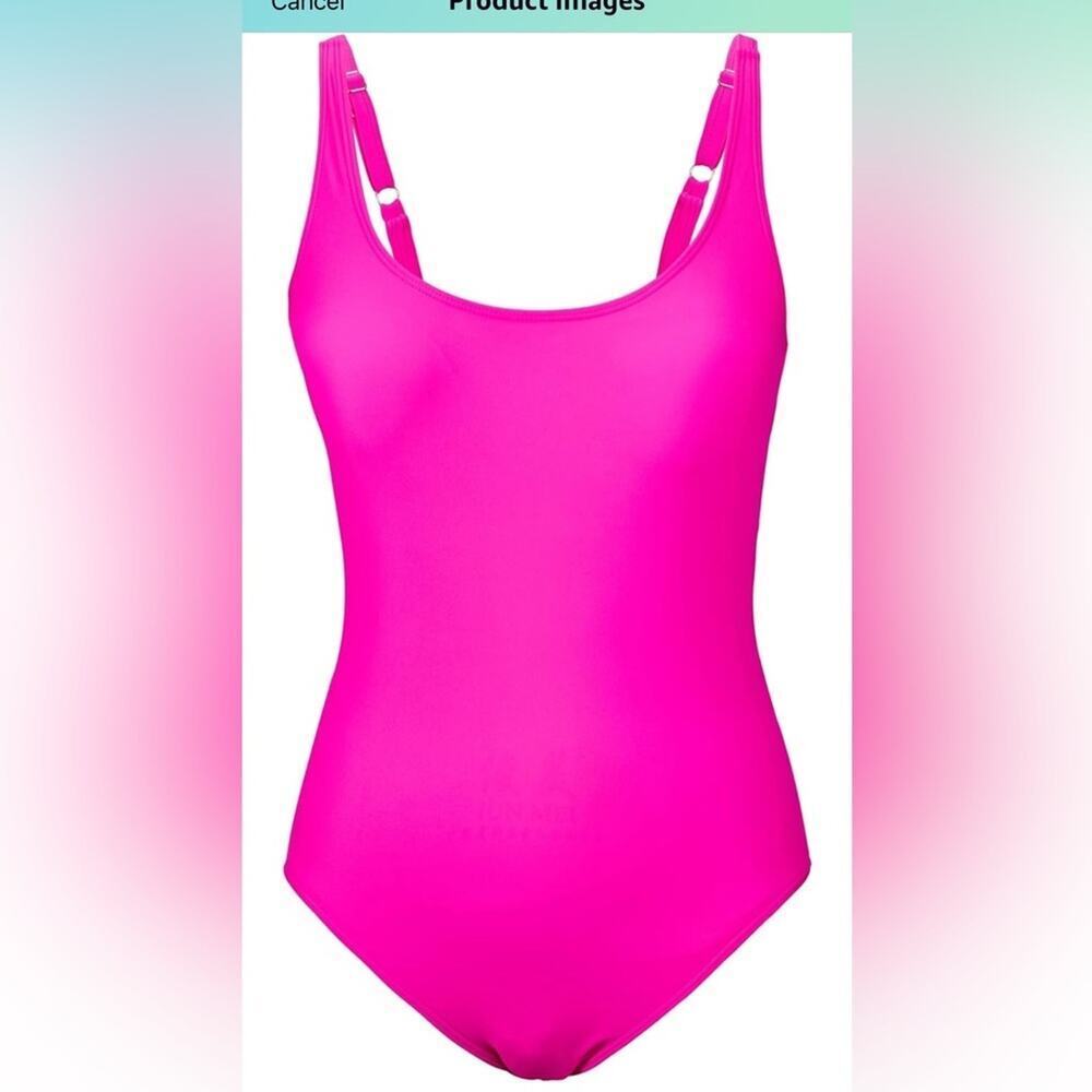 Womens Pink One Piece Tummy Control Swimsuit Scoop Neck‎ U Back Bathing Suit L